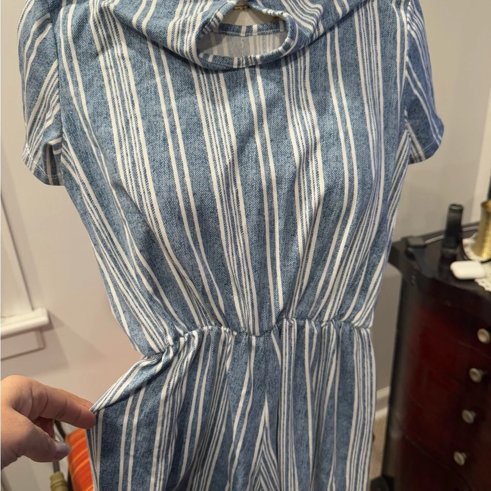 Striped Blue and White Dress - Picture 1 of 4